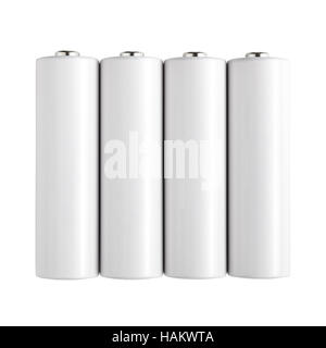 Batterien, die isoliert auf weißem Hintergrund Stockfoto