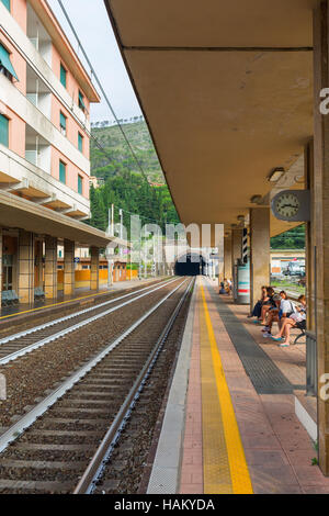 Bahnhof in Monterosso al Mare, Cinque Terre, Italien Stockfoto