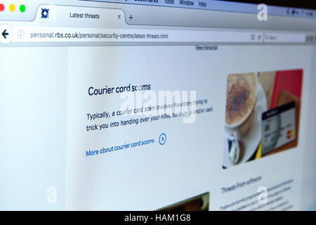 Courier Card betrügen RBS Royal Bank of Scotland persönlich online Cyber-Sicherheit Stockfoto