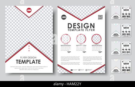 Satz von farbigen Flyer A4. Vorlage 2-Seiten-Booklet mit Pfeile und Platz für Fotos, mit QR-Code. Vektor-Illustration. Stock Vektor