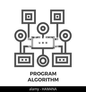 Programm-Algorithmus dünne Linie Vektor Icon Isolated on White Background. Stock Vektor