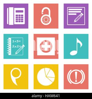 Farbige Icons für Web-Design und Mobile-Anwendungen setzen 36. Vektor-Illustration. Stock Vektor