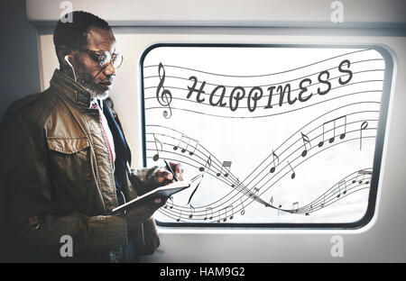 Musik Noten Entertainment Melodie hören-Konzept Stockfoto