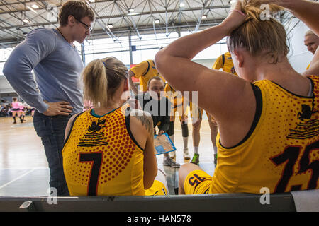 Gdynia, Polen. 3. Dezember 2016. Astana Togers head Coach Vitaliy Strebkov während der östlichen europäischen Frauen Basketball League (EEWBL) Gruppe B Spiel zwischen Tiger Astana (Kasachstan) und Korb-Gdynia (Polen)-Teams. Bildnachweis: Michal Fludra/Alamy Live-Nachrichten Stockfoto