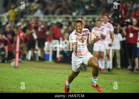 DUBAI, Vereinigte Arabische Emirate, 3. Dezember 2016. England in Aktion während des Finales Bronze Medal match bei Dubai Rugby Sevens 2016 Turnier. Beat England Wales 38 bis 10 Credit: Feroz Khan/Alamy Live News Stockfoto