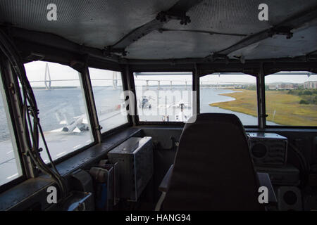 Blick von der Brücke der USS Yorktown Charleston Stockfoto