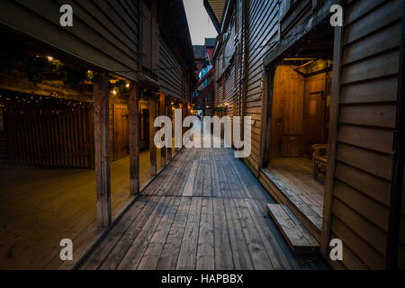 Die Bryggen, UNESCO-Weltkulturerbe, Bergen, Norwegen. Stockfoto