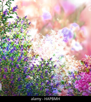 Abstrakte Aquarell Blumen. Bunte Frühlingsblumen Stockfoto