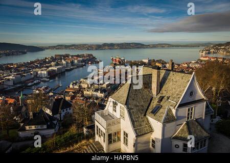 Sicht vom Berg Floyen, Bergen, Norwegen. Stockfoto