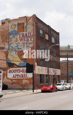 Trail West auf 2nd Avenue South, Nashville, Tennessee, USA. Stockfoto