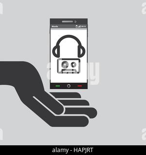Handy Kopfhörer Kassette Musik Vektor Illustration Eps 10 Hand Stock Vektor