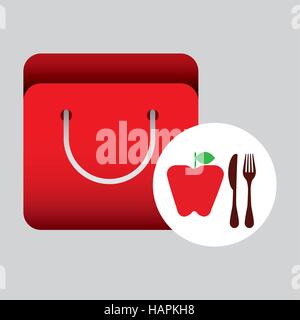 Grocery Bag Apfelfrucht Ernährung Vektor Illustration Eps 10 Stock Vektor