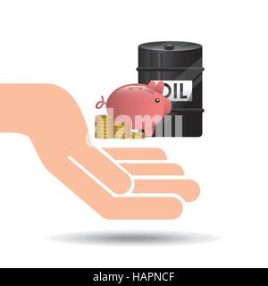 Öl Industrie Lauf Schweinchen Geld Vektor Illustration Eps 10 Hand Stock Vektor