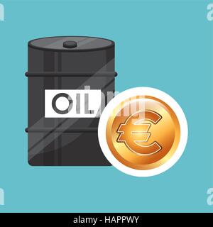 Barrel Öl Konzept Geld internationale Euro Vektor Illustration Eps 10 Stock Vektor
