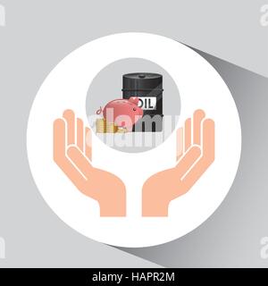 Öl Industrie Lauf Schweinchen Geld Vektor Illustration Eps 10 Hand Stock Vektor