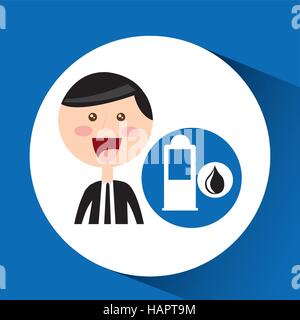 Geschäftsmann Öl Konzept Bahnhof Pumpe Vektor Illustration Eps 10 Stock Vektor