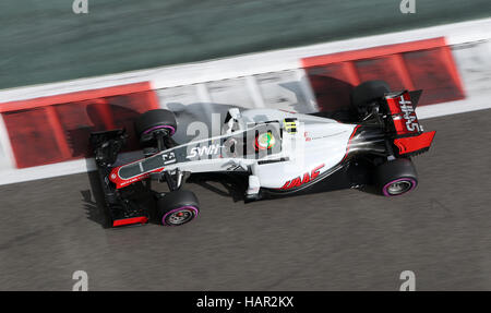 Haas Esteban Gutiérrez im Training drei am Yas Marina Circuit in Abu Dhabi. Stockfoto