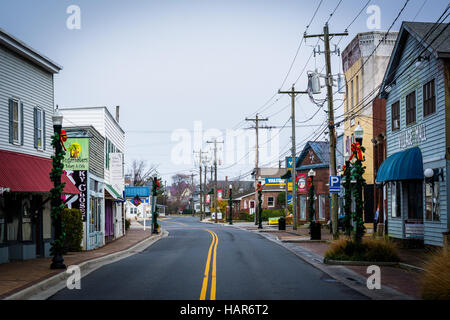 Hauptstraße in Chincoteague Insel, Virginia. Stockfoto