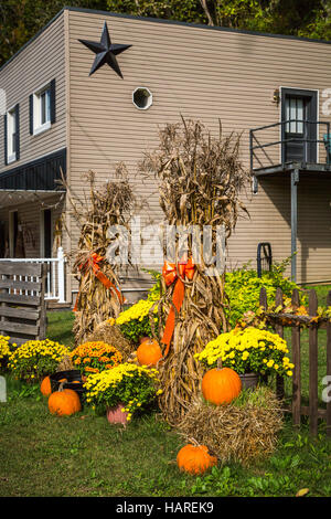 Ein am Straßenrand Herbst-Kürbis-Display in der Nähe von Charleston, West Virginia, USA. Stockfoto