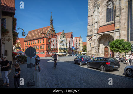 Straßenszene in Dinkelsbuhl, Bayern, Ansbach, Deutschland, Europa. Stockfoto