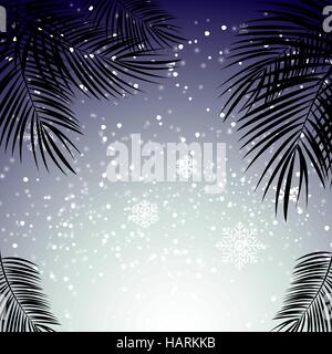 Weihnachten und Neujahr mit Palm Blätter im Hintergrund. Vecto Stock Vektor