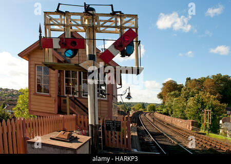 Unteren Quadranten Semaphore Signale auf die Severn Valley Railway Stockfoto