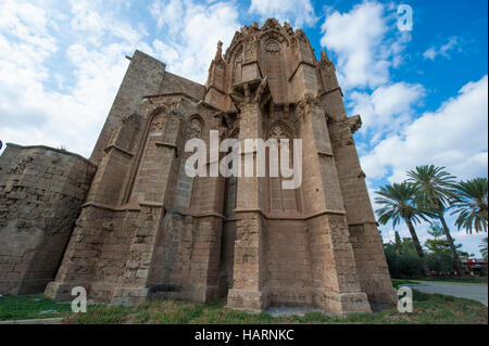 Lala Mustafa Pasha Moschee, ursprünglich bekannt als die Kathedrale des Heiligen Nikolaus in Famagusta, Nordzypern. Stockfoto