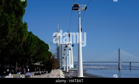 Torre Vasco da Gama, Vasco da Gama-Turm, Myriaden von Sana Hotels, Ponte Vasco da Gama Brücke, Parque Das Nacoes, Lissabon, Portugal Stockfoto