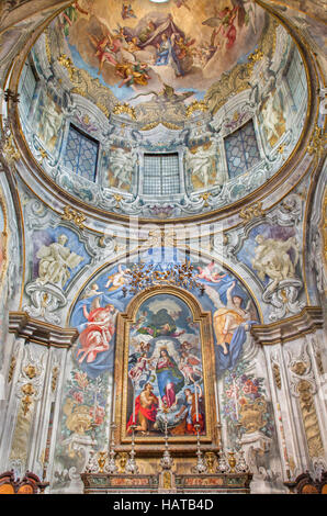BRESCIA, Italien - 22. Mai 2016: The Immaculate Kapelle in der Kirche Chiesa di San Francesco teilt mit makellosen Altarbild von Grazio Cossali Stockfoto