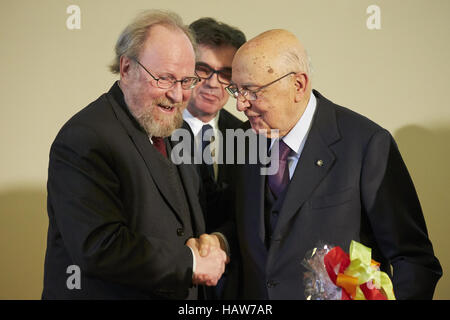 Präsident Napolitano Speechs in Berlin Stockfoto