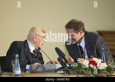 Präsident Napolitano Speechs in Berlin Stockfoto