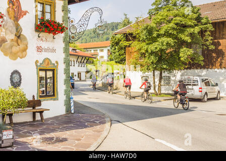 Radfahrer, Wallgau, Bayern Stockfoto