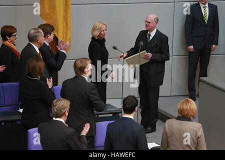 Neue FM Wanka ist willkommen im Bundestag Stockfoto