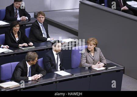 Merkel im Bundestag - Europäischer Rat Stockfoto