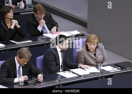 Merkel im Bundestag - Europäischer Rat Stockfoto