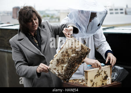 Biene von FM Ilse Aigner präsentiert App Stockfoto