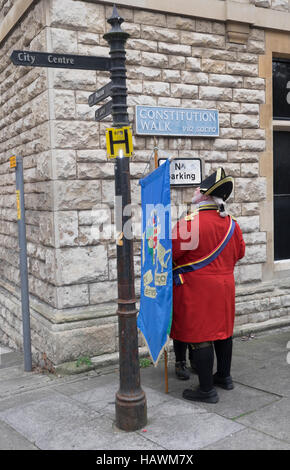 Mock Bürgermeister Zeremonie und Parade in Gloucester, England Stockfoto