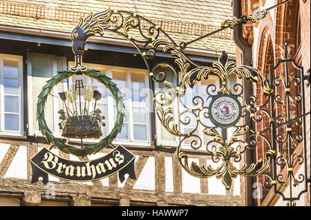 Zeichen, Alpirsbach-Brauerei, restaurant Stockfoto