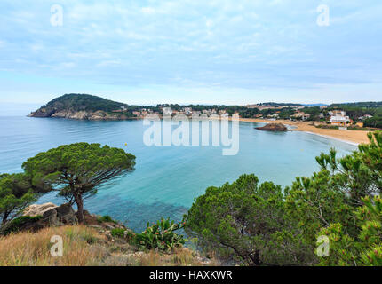 La Fosca Strand morgen Sommerlandschaft, Palamos, Girona, Costa Brava, Spanien. Stockfoto