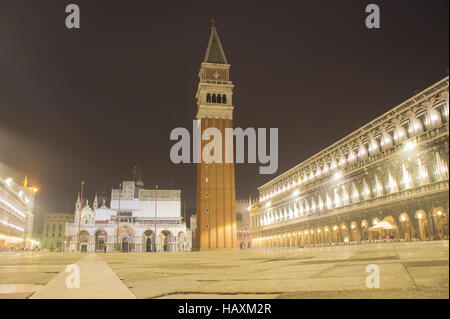 Venedig, Piazza San Marco bei Nacht Stockfoto