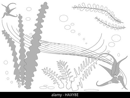 Abstrakte Unterwasserpflanzen und Algen Hintergrund Stock Vektor