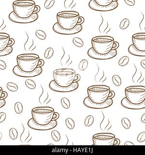 Kaffee Skizze Hand Zeichnung Muster Vektor-illustration Stock Vektor