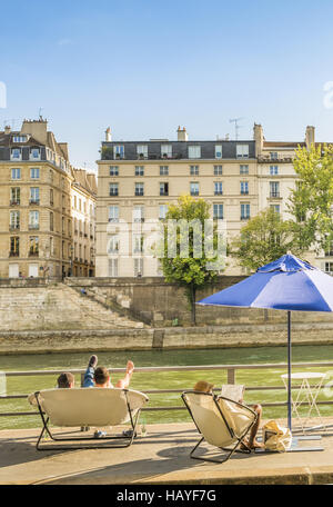 Paris Plages, Fluss seine-Ufer Stockfoto