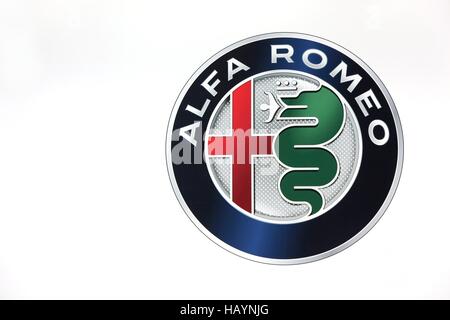 Alfa Romeo Logo auf einer Wand Stockfoto