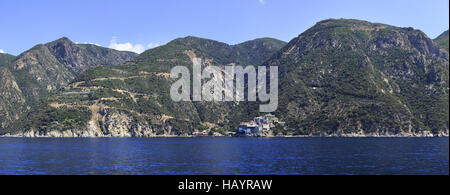 Kloster Osiou Grigoriou (Gregory). Heiligen Berg Athos. Stockfoto