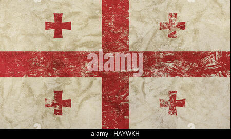 Alten Grunge Vintage verschmutzt verblasst schäbig distressed Georgien oder georgische Republik-Nationalflagge-Hintergrund Stockfoto
