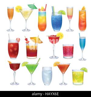 Alkohol-Cocktails und andere Getränke festlegen Stock Vektor