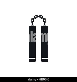 Nunchaku Waffe schwarz einfaches Symbol Stock Vektor