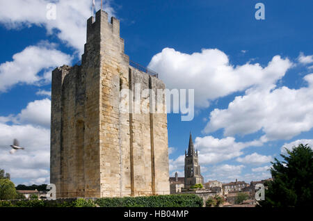 Chateau du Roi, Königsburg, Turm, Bergfried, Saint-Émilion, Gironde Bordeaux, Frankreich Stockfoto