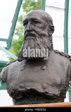 Büste des berüchtigten König Leopold II von Belgien (1935-1909) in den königlichen Palast in Laeken, Belgien. Stockfoto